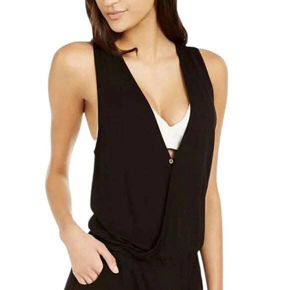 NWT Calvin Klein | Surplice Racer-Back Tunic Swim Black S/M - Picture 2 of 10
